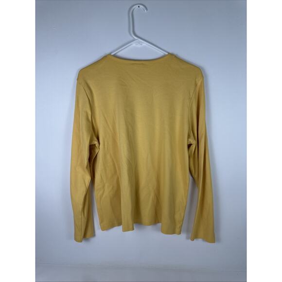 LL Bean 100% Supima Cotton Yellow Crew Neck Long Sleeve T-Shirt Size XL REG - Picture 4 of 7